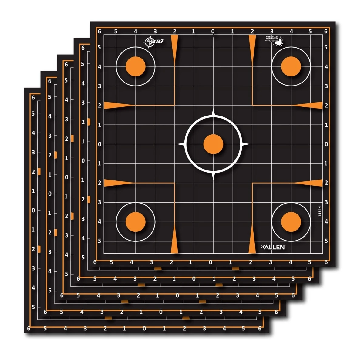 Allen 15314 EZ Aim Splash Self-Adhesive Paper 12" x 12" Sight-In Grid Black/Orange - 5 Pack 3 Allen 15314 EZ Aim Splash Self-Adhesive Paper 12" x 12" Sight-In Grid Black/Orange - 5 Pack