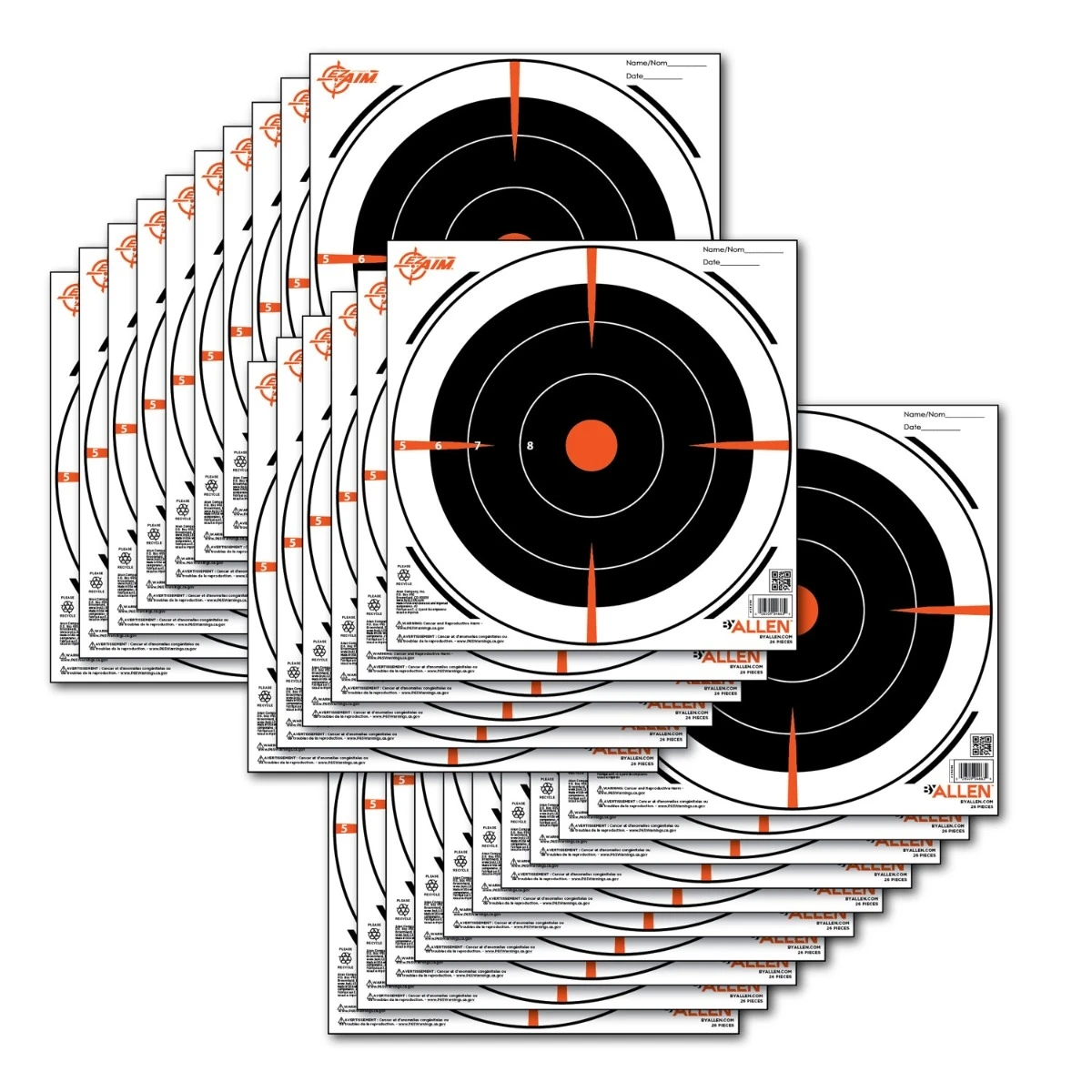Allen 15246 EZ Aim Paper 8" x 8" Bullseye Black/Orange/White - 26 Pack 3 Allen 15246 EZ Aim Paper 8" x 8" Bullseye Black/Orange/White - 26 Pack