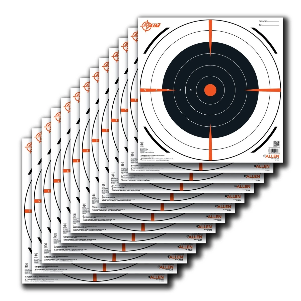 Allen 15334 EZ Aim Paper 12" x 12" Bullseye Black/Orange/White - 12 Pack 3 Allen 15334 EZ Aim Paper 12" x 12" Bullseye Black/Orange/White - 12 Pack