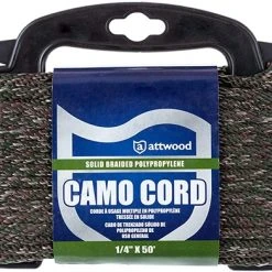 Attwood Camo Solid Braided Utility Cord, ¼” x 50 ft