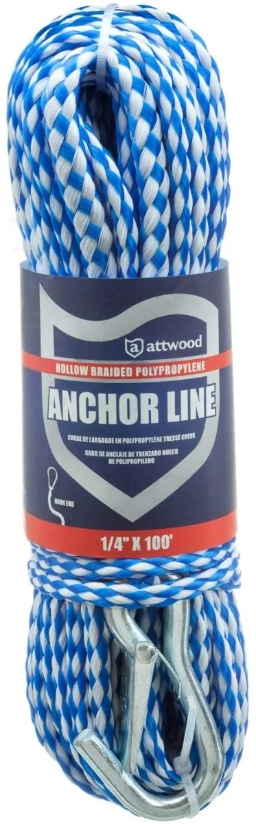 Attwood Hollow Braided Polypropylene Anchor Line – ¼” x 100 ft 4 Attwood Hollow Braided Polypropylene Anchor Line – ¼” x 100 ft - Image 2