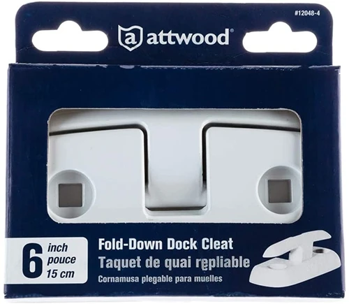 Attwood 12048-4 Low-Profile Aluminum Fold-Down 6-Inch Marine Dock Cleat 6 Attwood 12048-4 Low-Profile Aluminum Fold-Down 6-Inch Marine Dock Cleat - Image 4