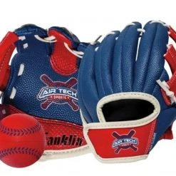 Franklin Sports Air Tech Adapt Series 8.5" T-Ball Fielding Glove, Blue/Red