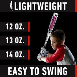 Franklin Sports Venom 1200 T-Ball Bat, White/Pink, 25in-13oz -Outlet Track N Hook Store 24516venom 1200 white 5 1 2
