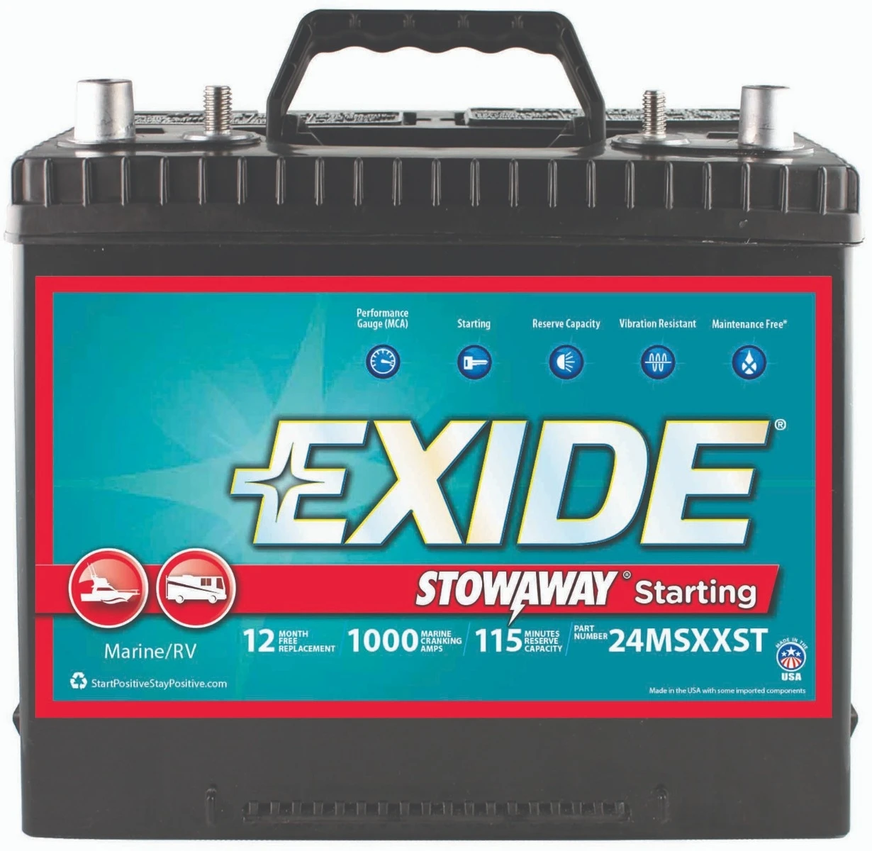 Exide Nautilus 24MSXX 1,000 Amp Lead-Acid Marine Battery 3 Exide Nautilus 24MSXX 1,000 Amp Lead-Acid Marine Battery