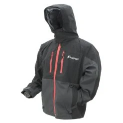 Frogg Toggs Pilot II Guide Jacket, Black & Charcoal w/ Red Zippers