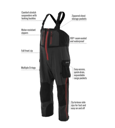Frogg Toggs Pilot II Guide Bibs, Black & Charcoal w/ Red Zippers 4 Frogg Toggs Pilot II Guide Bibs, Black & Charcoal w/ Red Zippers - Image 2