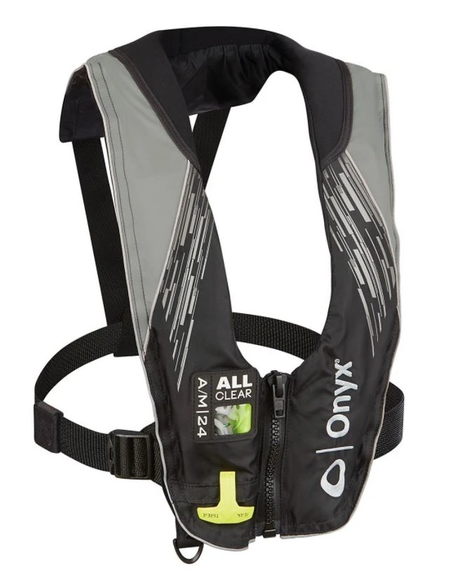 Onyx Adults' A/M-24 All Clear Automatic/Manual Inflatable PFD Life Jacket, Gray 3 Onyx Adults' A/M-24 All Clear Automatic/Manual Inflatable PFD Life Jacket, Gray