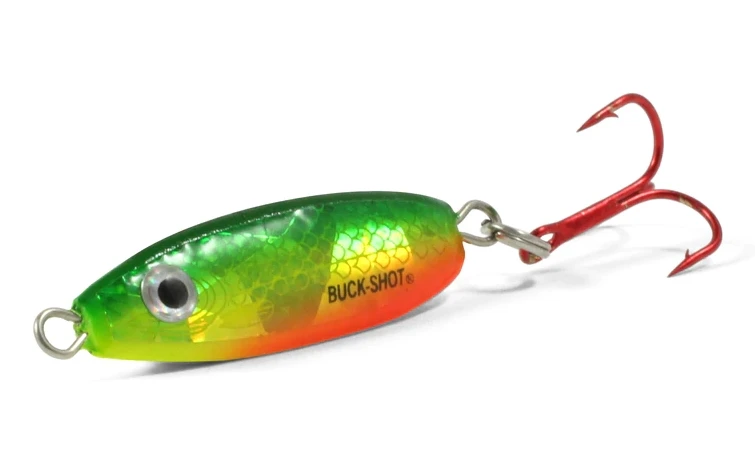 Northland Fishing Buck-Shot Rattle Spoon-Super-Glo Firetiger 3 Northland Fishing Buck-Shot Rattle Spoon-Super-Glo Firetiger