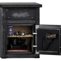 Longhorn Security Safe/End Table/Nightstand -Outlet Track N Hook Store longhorn nightstand interior 1