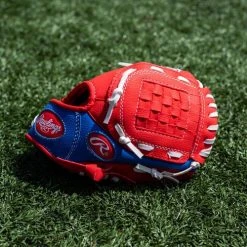 Rawlings Players 9 in. Red Baseball/Softball Glove With Soft Core Ball - Youth, Left Hand -Outlet Track N Hook Store pl91sr 6 2
